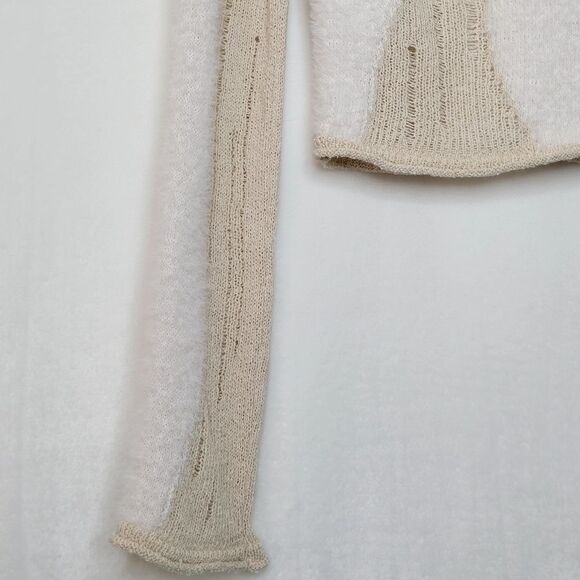 ASOS Knit Sheer Fuzzy Wavy Crop Sweater Size 6 - Picture 3 of 9